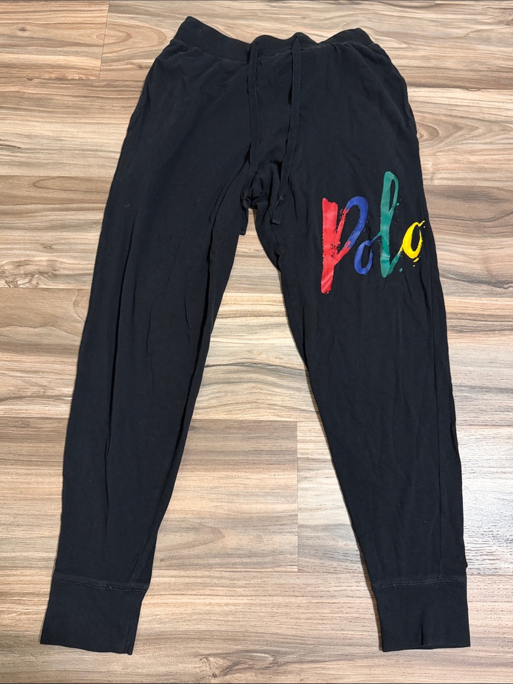Polo Ralph Lauren Pajama Pants Mens M Black Multicolor Signature Print Jogger